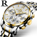 men's full gold watches multifunction man luxury watch stainless steel quartz luminous calendar ontheedge 036 wristwatches